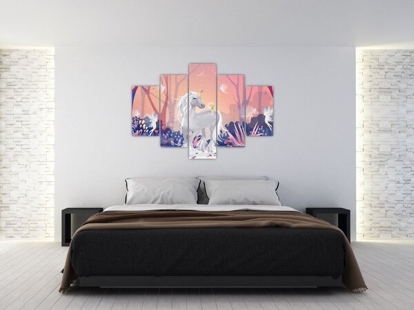 Kép - egyszarvú alatt egy varázslatos erdőben (150x105 cm)