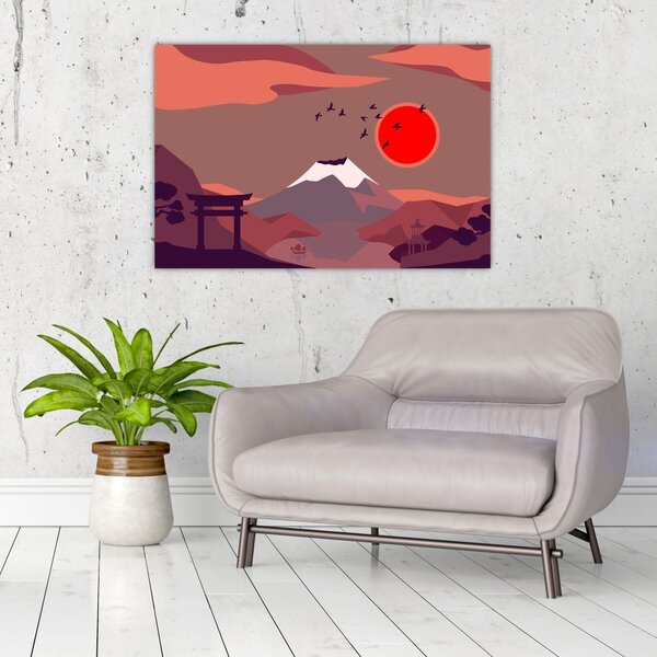 Kép - A Fuji-hegy illusztrációi (90x60 cm)