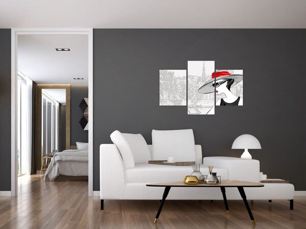 Kép - hölgy a városban (90x60 cm)