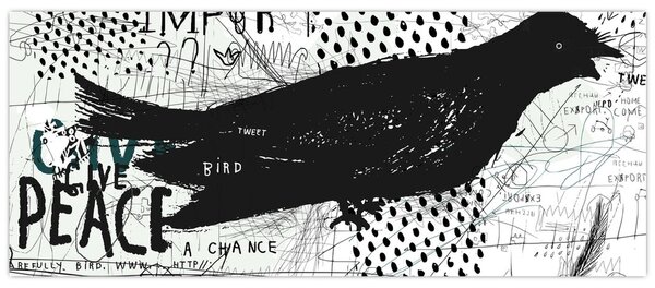 Kép - Street art - madár (120x50 cm)