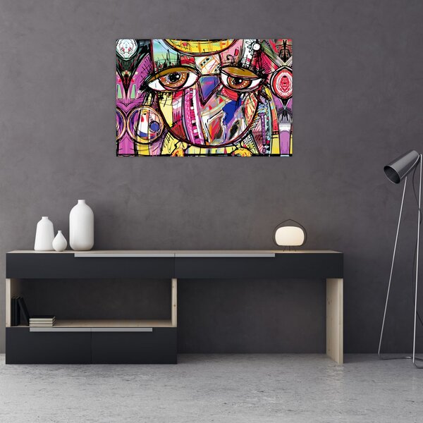 Kép - utca, művészet - bagoly (90x60 cm)