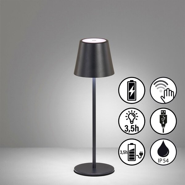 Fischer & Honsel modern kültéri asztali lámpa viletto fekete fhl850355 IP54