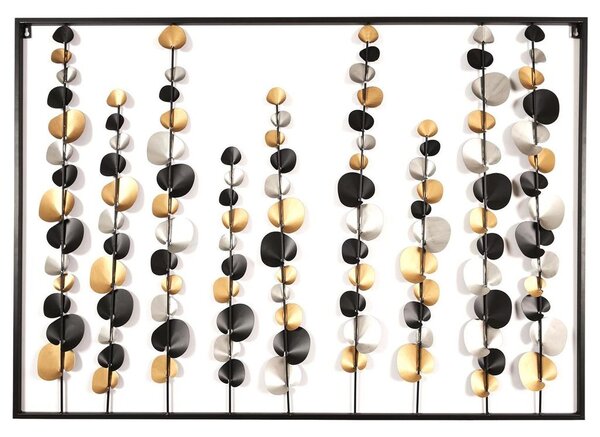 Fali fém dekoráció, levelek 100x170 cm, fekete arany - FEUILLANTINES
