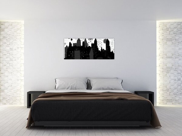 Kép - Város feliratokkal és mintákkal (120x50 cm)