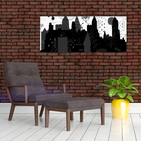 Kép - Város feliratokkal és mintákkal (120x50 cm)