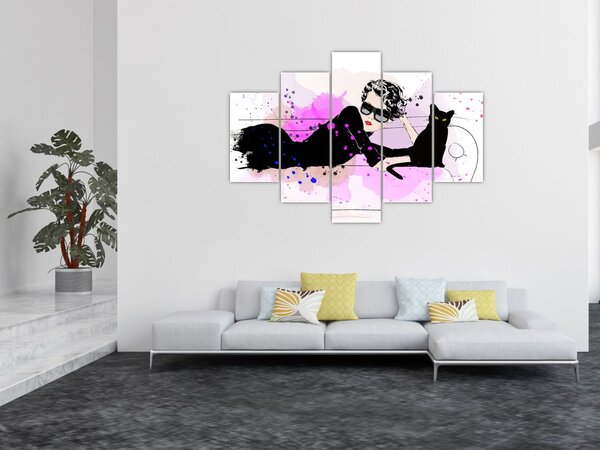 Kép - Nő egy fekete macskával (150x105 cm)