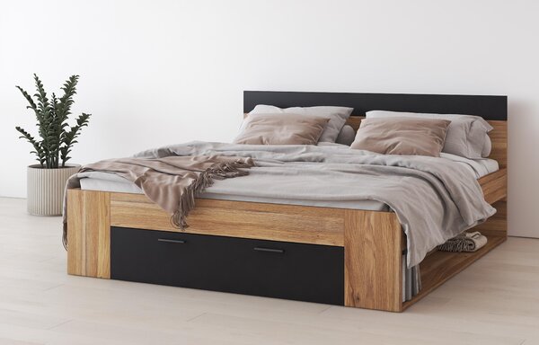 Franciaágy 180 cm Benson MW92 (mauvella tölgy + fekete)