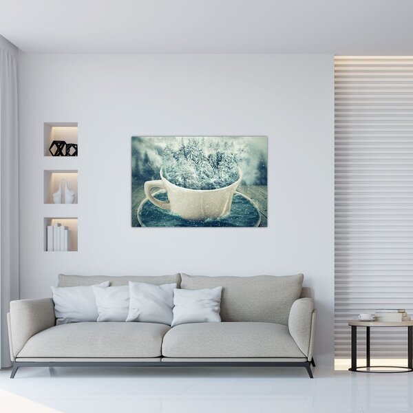 Kép - Téli világ egy bögrében (90x60 cm)