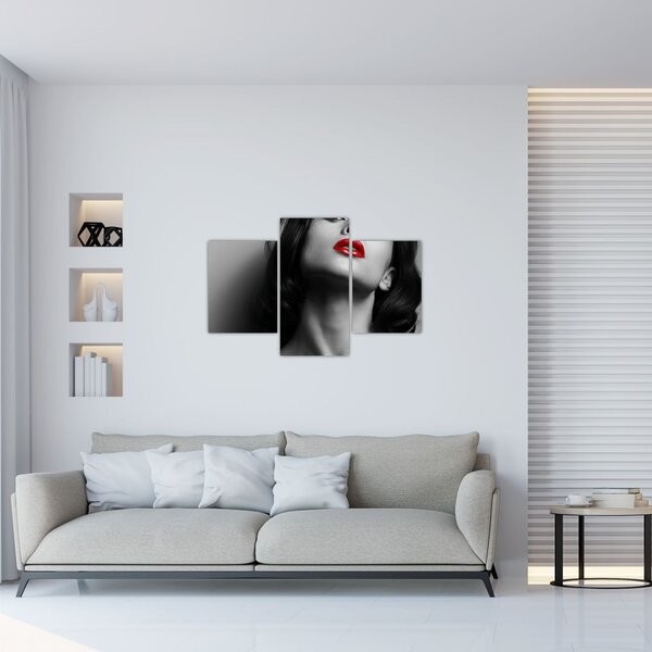 Kép - vörös rúzsos nő portréja (90x60 cm)