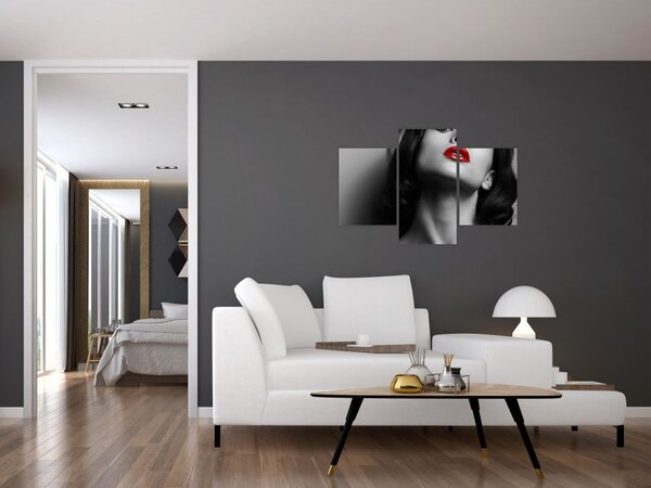 Kép - vörös rúzsos nő portréja (90x60 cm)