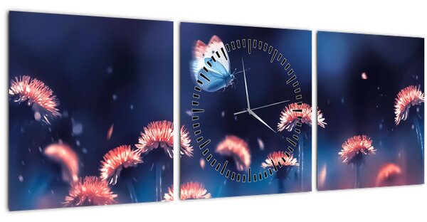 Pitypang képe kék pillangóval (órával) (90x30 cm)