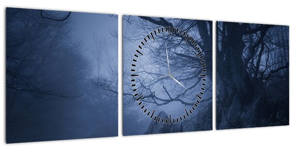 Egy sötét erdő képe (órával) (90x30 cm)