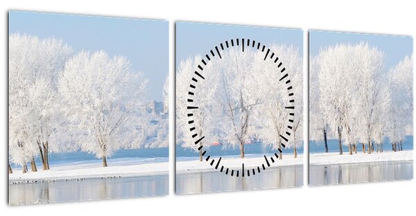Egy kép egy téli tájról (órával) (90x30 cm)