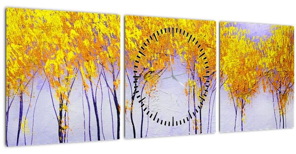 Sárga fák képe (órával) (90x30 cm)