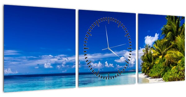 Egy trópusi tengerpart képe (órával) (90x30 cm)
