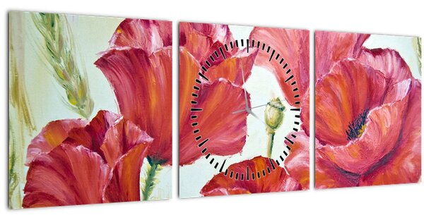 Kép - Pipacsvirágok (órával) (90x30 cm)