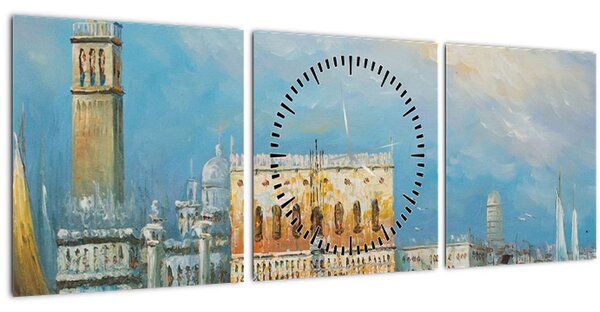 Kép - gondola Velencén áthaladva, olajfestmény (órával) (90x30 cm)
