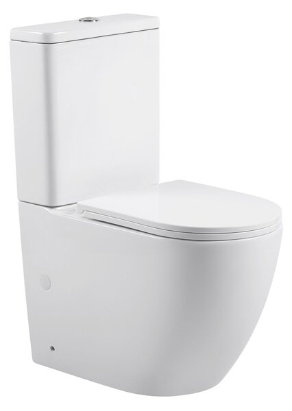 Erga Siena, kombinált WC-csésze tartállyal, öblítőgarnitúrával 620x365x830 mm + WC-ülőke, fényes fehér, ERG-V03-SIENA-RIM-WH