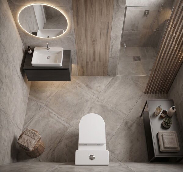Erga Siena, kombinált WC-csésze tartállyal, öblítőgarnitúrával 620x365x830 mm + WC-ülőke, fényes fehér, ERG-V03-SIENA-RIM-WH