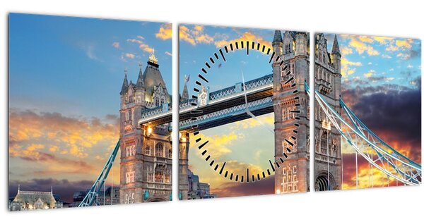 Kép - Tower Bridge, London, Anglia (órával) (90x30 cm)