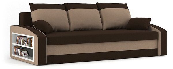 HEWLET kanapéágy polccal, PRO szövet, hab töltőanyag, bal oldali polc, barna / cappuccino