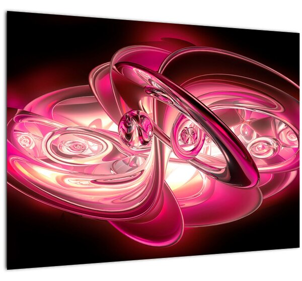 Rózsaszín fraktálos kép (üvegen) (70x50 cm)