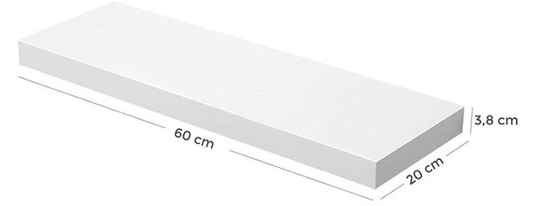 Fali polc 60 x 20 x 3,8 cm, fehér