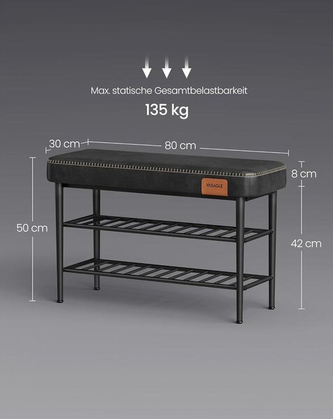 EKHO Cipőpad, Bejárati cipőtartó 30x80x50 cm, fekete