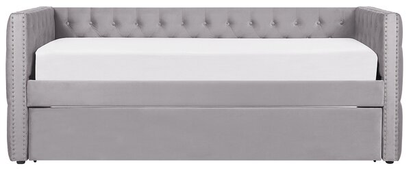Kihúzható heverő Bársony GASSIN 90 x 200 cm Szürke