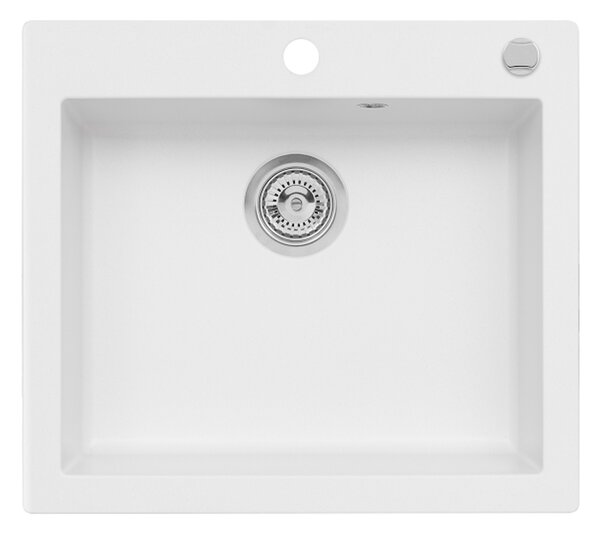 MOJITO 60 gránit mosogató automata dugóemelő, szifonnal, fehér, beépíthető
