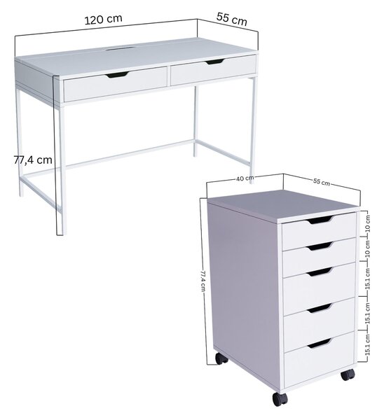 Íróasztal Durun Set (fehér)