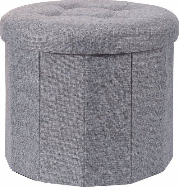 Home Styling Collection Pufa z pikownym siedziskiem OTTOMAN, Ø 45 x 39 cm, kolor szary