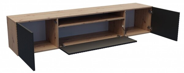 Závěsný televizní stolek RTV Neo 200 cm Dub artisan - černá