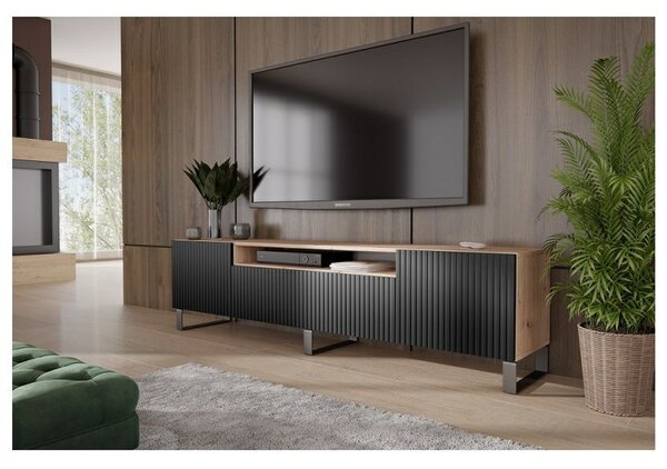 REMO RTV TV-állvány 200 cm Fekete-Kézműves tölgy