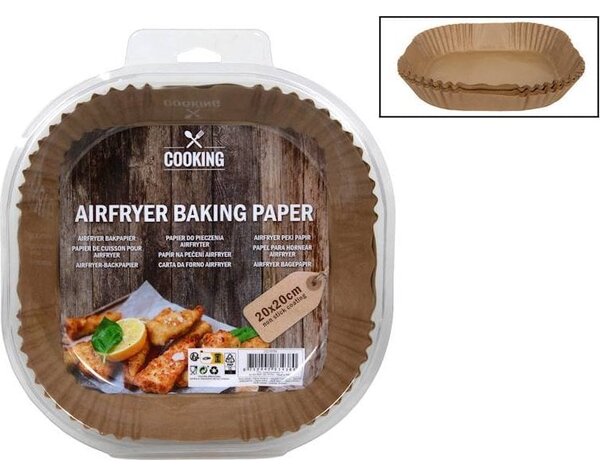 Betét Air Fryer Sütőhöz, 20x20x4,5 cm, 50 db
