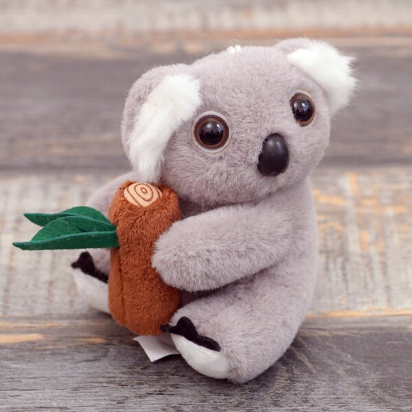 Plüss Koala Kulcstartó Ággal, Szürke Karabinerrel, Arany 12 cm – 22565
