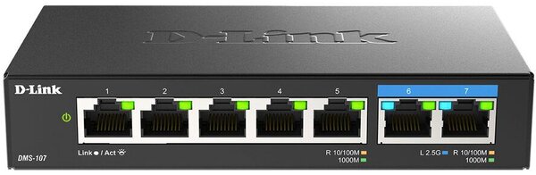 D-Link DMS-107/E hálózati kapcsoló Beállítást nem igénylő (unmanaged) Gigabit Ethernet (10/100/1000) Fekete