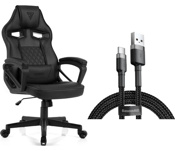 SENSE7 Knight gamer szék fekete műbőr + USB kábel