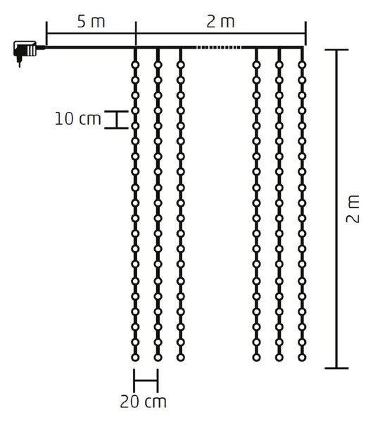 Somogyi KAF200DWW Kül.- és Beltéri LED-es fényfüggöny 200db melegfehér LED - 2m x 2m