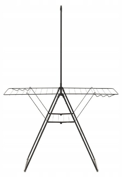 Brabantia HangOn Drying Rack ruhaszárító állvány, 20m szárítási hossz, felhajtható vállfa tartórúddal, 6db ruhaakasztó kampó, 12+10kg teherbírás, összecsukható, acél, matt fekete - 403620