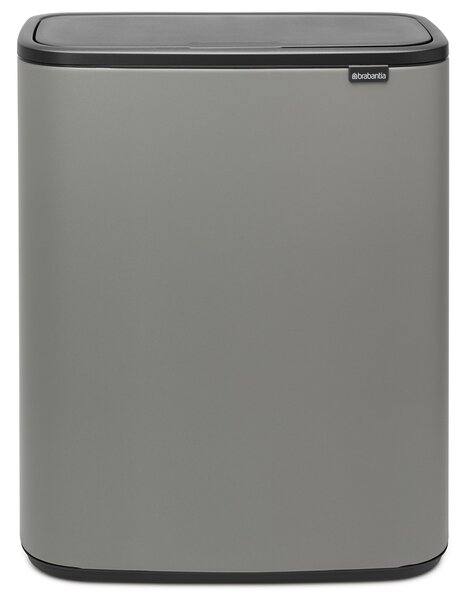 BRABANTIA Bo Touch Bin nyomófedeles hulladékgyűjtő XXL padlón álló műanyag tartály 60L - M méret acél betonszürke ásványi textúra - 223129