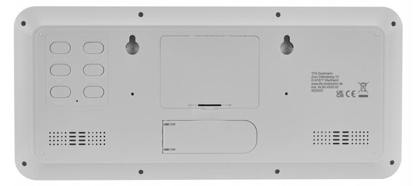 TFA Dostmann 60.4525.02 Rádiójel vezérlésű Falióra 356 mm x 27 mm x 161 mm Fehér Nagy kijelző