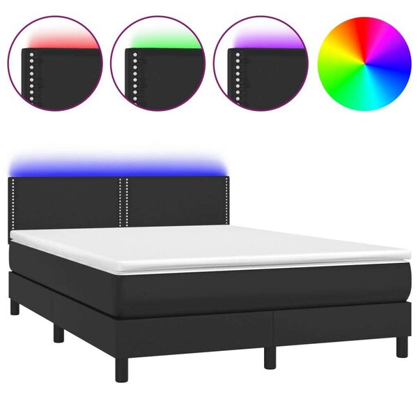 VidaXL LED-es Ágy - Műbőr - 140x200 cm