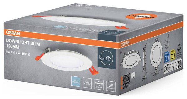 Osram Downlight Slim 120mm 8W 6500K LED-es mennyezeti lámpa 8.00 W Fehér (4099854445774)