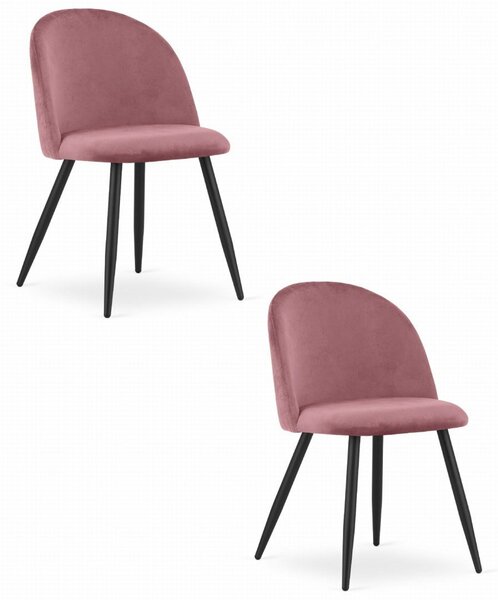 "BELLO Szék - Sötét Rózsaszín Bársony / Fekete Lábak x 2"