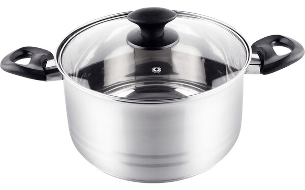 Lamart LTB2212 Leger 4.7L/22cm Lábas üveg fedővel - Inox