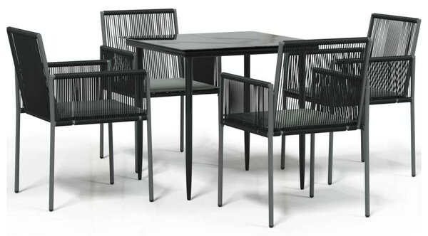 VidaXL Kerti Étkezőgarnitúra - 5 részes - Fekete Polyrattan