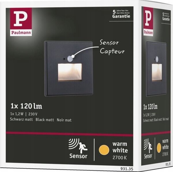 Paulmann LED-es fali beépíthető lámpa LED 1.2 W Fekete (93135)