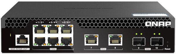 QNAP QSW-M2106R-2S2T hálózati kapcsoló Vezérelt L2 10G Ethernet (100/1000/10000) 1U Fekete