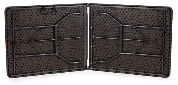 Összecsukható kerti bankett asztal 180 cm - rattan hatású